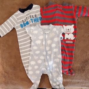Set of 3- 3 month footed sleepers